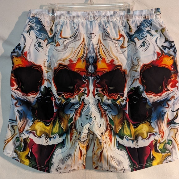 Flaming Clown Board Shorts, Beach Shorts - Picture 3 of 6
